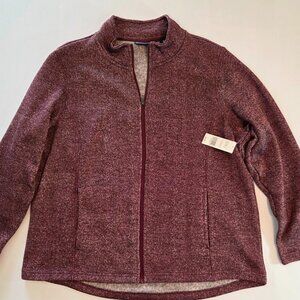 NWT - NorthCrest Women's Full-Zip Fleece Jacket, 2X, Deep Burgundy, Pockets
